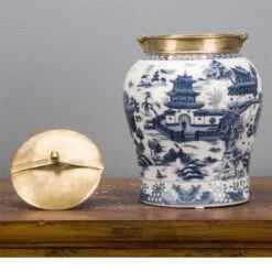 Porcelain Jar - Blue Willow -Best Decoration Shop 14147 4 1