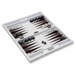 White Marble Lacquer Backgammon Set