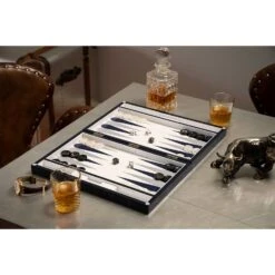 Blue Marble Lacquer Backgammon Set -Best Decoration Shop 1760a 3
