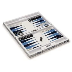 Blue Wavy Lacquer Backgammon Set