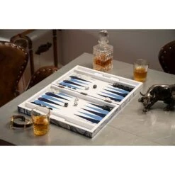 Blue Wavy Lacquer Backgammon Set -Best Decoration Shop 1761a 3