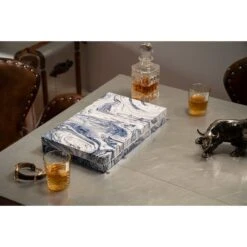 Blue Wavy Lacquer Backgammon Set -Best Decoration Shop 1761a 4