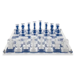 Acrylic Chess Set - Dark Blue / White