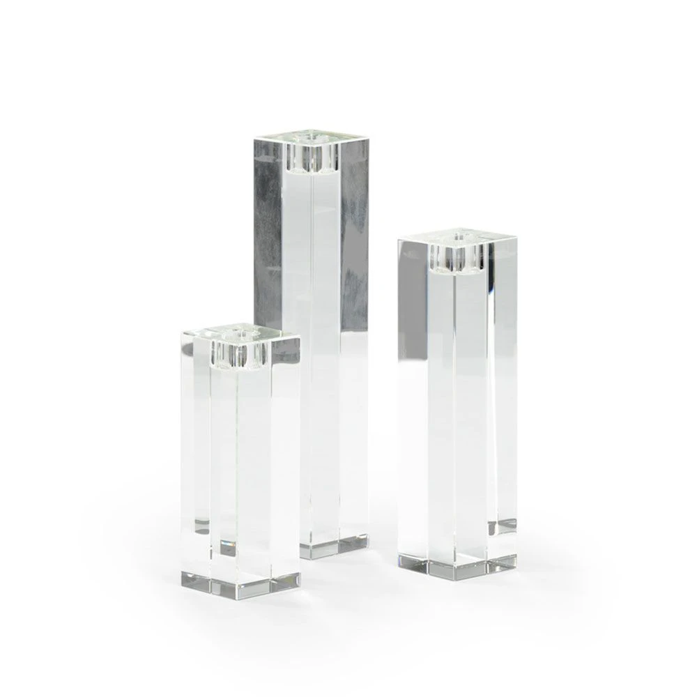 Statue Candlesticks - Clear Crystal 3 Statue Candlesticks - Clear Crystal