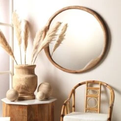 Organic Round Mirror - Natural -Best Decoration Shop 6orga mina 1 1