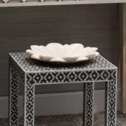 Large Lotus Plate - White Marble -Best Decoration Shop 7lotu lgwh 8