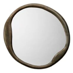 Organic Round Mirror - Antique Brass