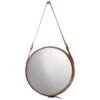 Large Round Mirror - Brown Leather 1 Large Round Mirror - Brown Leather -Best Decoration Shop 7roun lgbr