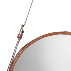 Large Round Mirror - Brown Leather -Best Decoration Shop 7roun lgbr 1