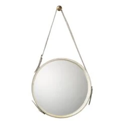 Large Round Mirror - White Hide