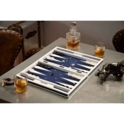 Luxury Lacquer Backgammon Set - Blue / White -Best Decoration Shop a1637a 3