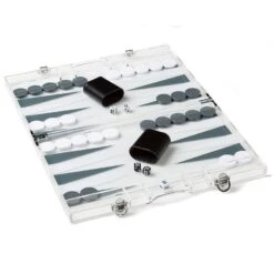 Acrylic Backgammon Set - Grey / White