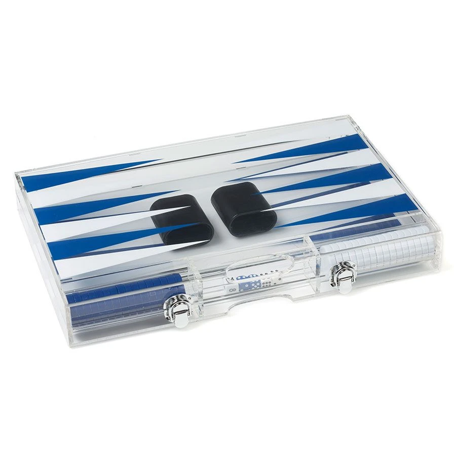 Acrylic Backgammon Set - Dark Blue / White 4 Acrylic Backgammon Set - Dark Blue / White - Image 2