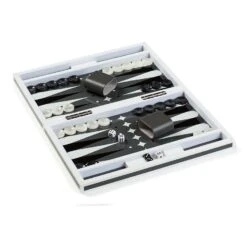 Luxury Lacquer Backgammon Set - Grey / White