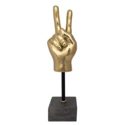 Noir Peace Sign On Stand - Brass