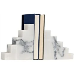 Noir Step Bookends - White Marble