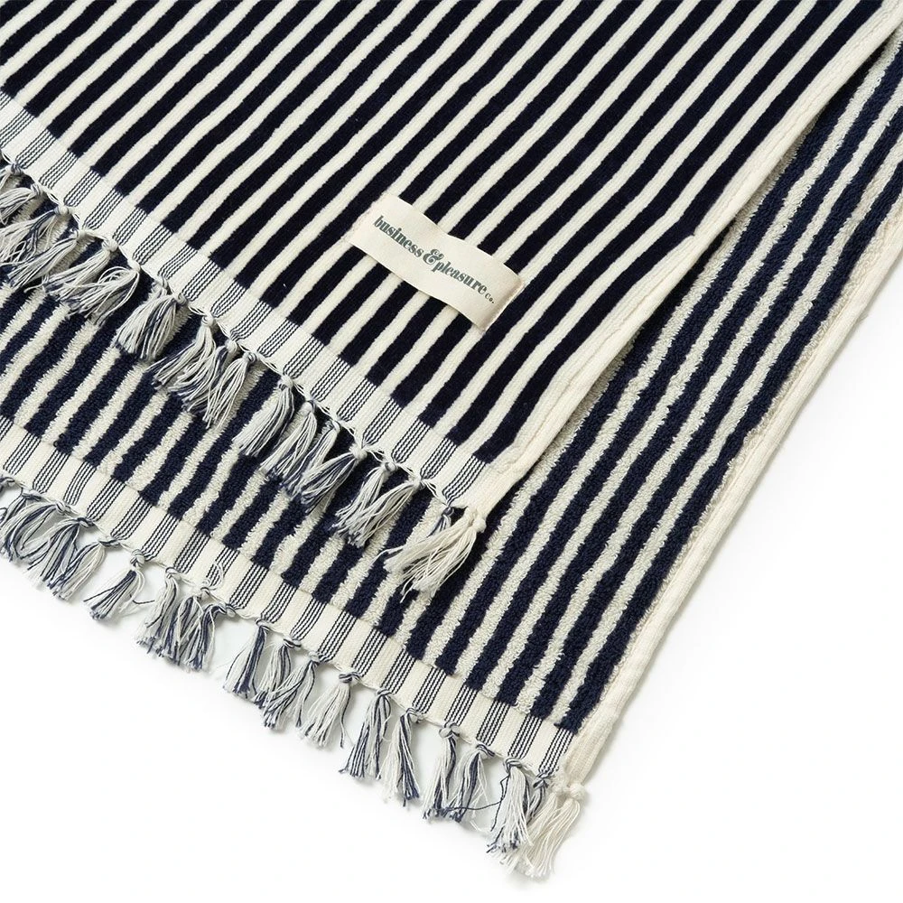 Beach Towel - Laurens Navy Stripe 4 Beach Towel - Laurens Navy Stripe - Image 2
