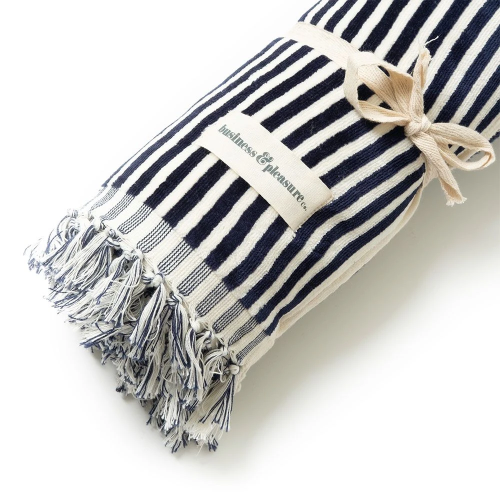 Beach Towel - Laurens Navy Stripe 5 Beach Towel - Laurens Navy Stripe - Image 3