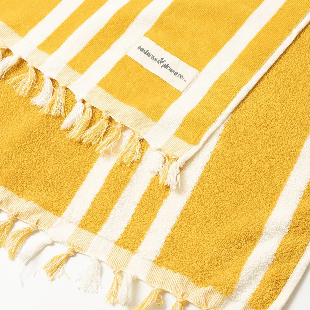 Beach Towel - Vintage Yellow Stripe 4 Beach Towel - Vintage Yellow Stripe - Image 2