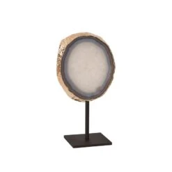 Agate Sculpture - Gold Edge - Iron Base