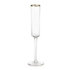 11.25-Inch Tall Zalli Champagne Flute - Gold Rim