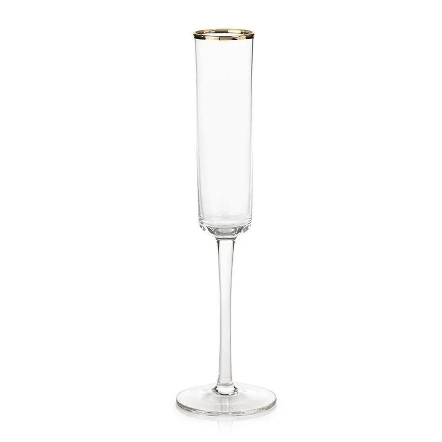 11.25-Inch Tall Zalli Champagne Flute - Gold Rim 3 11.25-Inch Tall Zalli Champagne Flute - Gold Rim