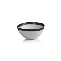 Tasso White Ceramic Bowls With Black Rim