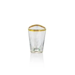 Kampari Triangular Shot Glasses - Gold Rim