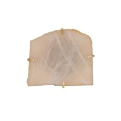 Gem Wall Slice - Brass Setting - Rose Quartz