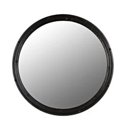 Noir Round Mirror - Black Metal