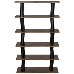 Noir Mood Bookcase - Ebony And Dark Walnut -Best Decoration Shop gbcs217dw 3 lg