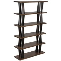 Noir Mood Bookcase - Ebony And Dark Walnut -Best Decoration Shop gbcs217dw 4 lg