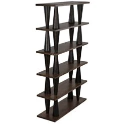 Noir Mood Bookcase - Ebony And Dark Walnut -Best Decoration Shop gbcs217dw 5 lg