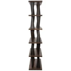 Noir Mood Bookcase - Ebony And Dark Walnut -Best Decoration Shop gbcs217dw 6 lg