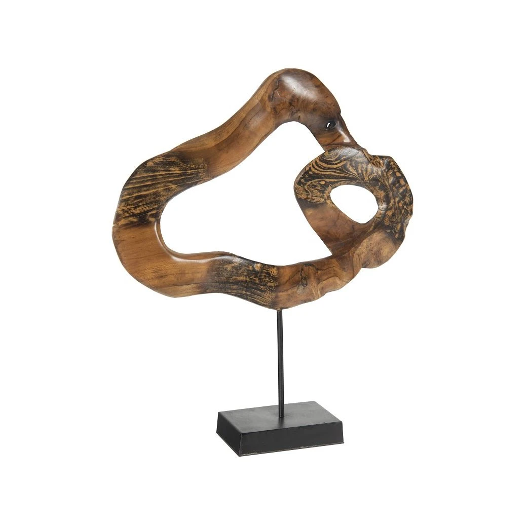 Carved Wood Swirl On Stand 3 Carved Wood Swirl On Stand