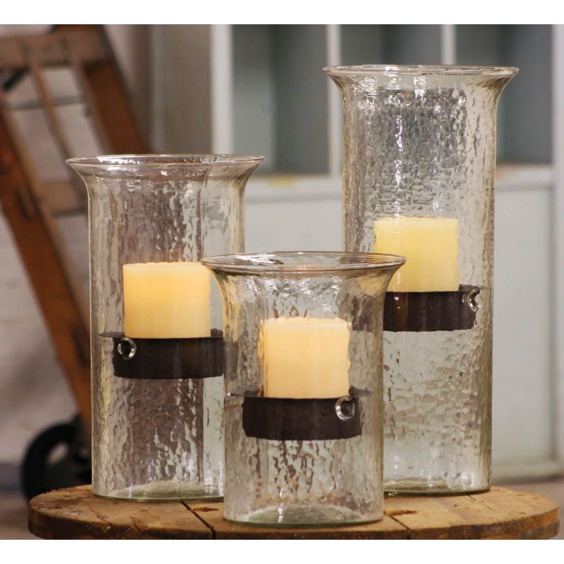 Textured Glass Candle Cylinder 3 Textured Glass Candle Cylinder