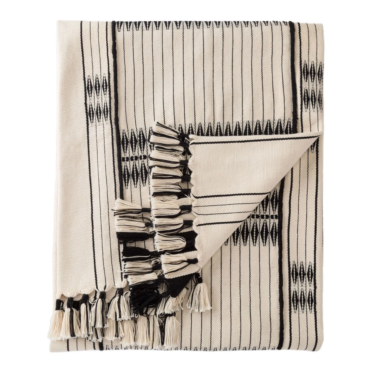 Saramati Hand-Loomed Tribal Cream/ Black Throw 3 Saramati Hand-Loomed Tribal Cream/ Black Throw