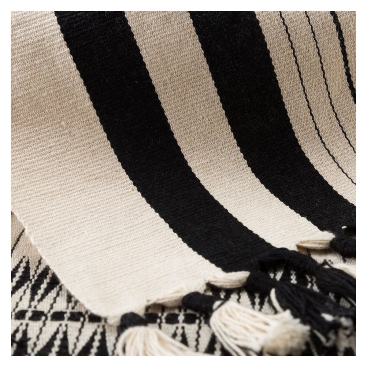 Saramati Hand-Loomed Tribal Cream/ Black Throw 4 Saramati Hand-Loomed Tribal Cream/ Black Throw - Image 2