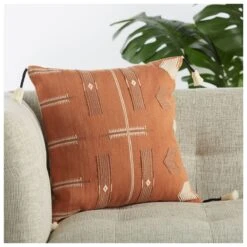 Longwa Hand-Loomed Tribal Terracotta/ Cream Throw Pillow -Best Decoration Shop ngw04 3