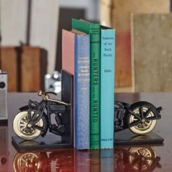 Motorycle Bookends - Black -Best Decoration Shop obmotbk 3