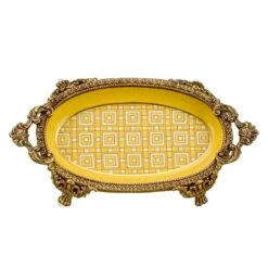 Oval Dish - Yellow / Bronze