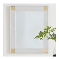 Rattan Mirror - White Painted