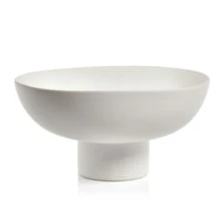 Kumasi White Ceramic Footed Bowl