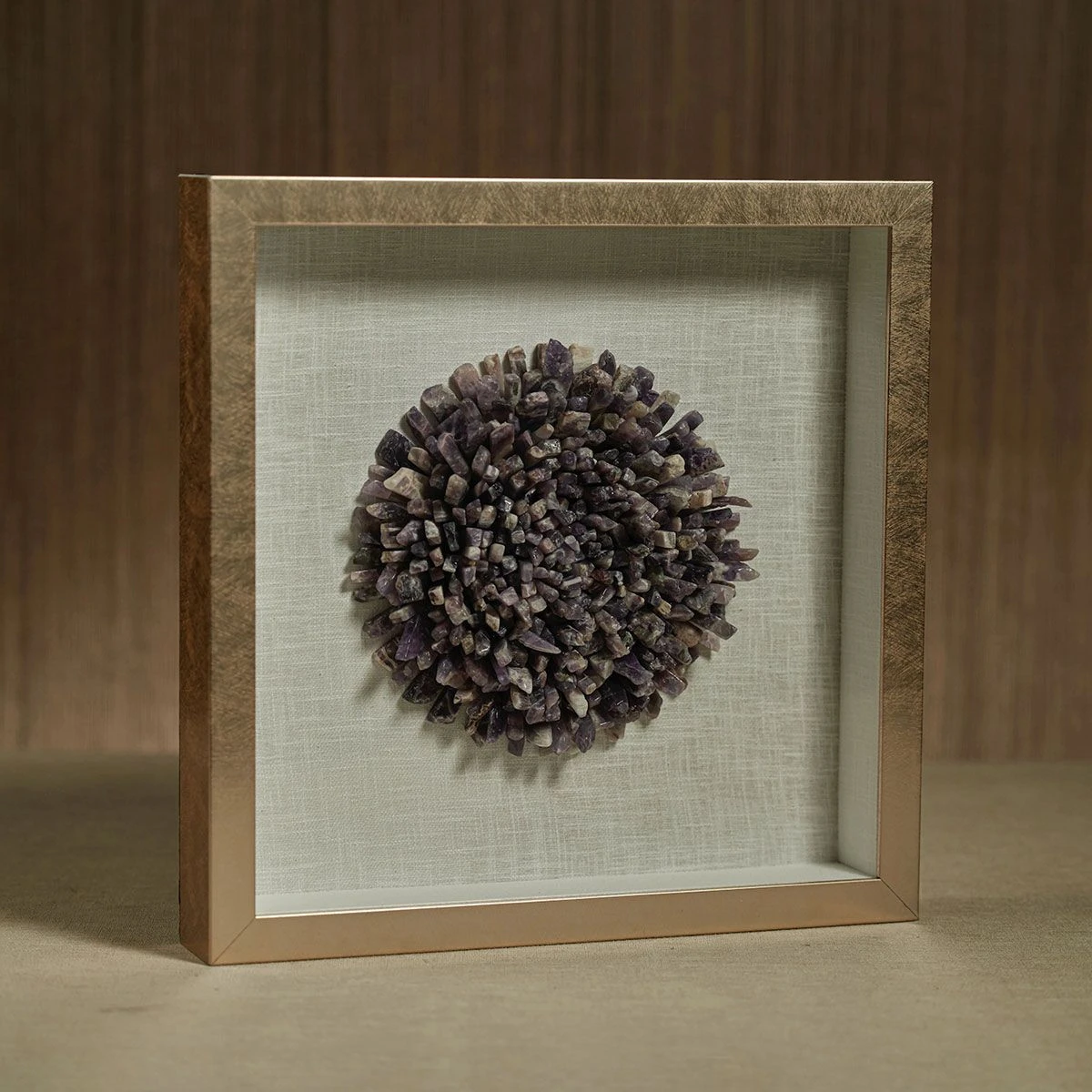 Chrysanths Gold Framed Amethyst Crystal Wall Decor 4 Chrysanths Gold Framed Amethyst Crystal Wall Decor - Image 2
