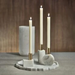 Malakai Round Marble Candle Holders - White -Best Decoration Shop zodax in 7293