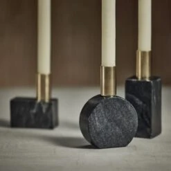 Malakai Rectangular Marble Candle Holders - Black -Best Decoration Shop zodax in 7297b