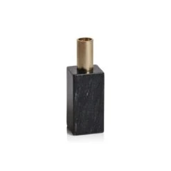 Malakai Rectangular Marble Candle Holders - Black