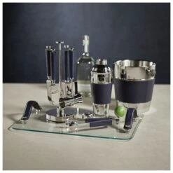 Lucena Nickel & Leather Cocktail Shaker 7 Lucena Nickel & Leather Cocktail Shaker -Best Decoration Shop zodax in 7405b