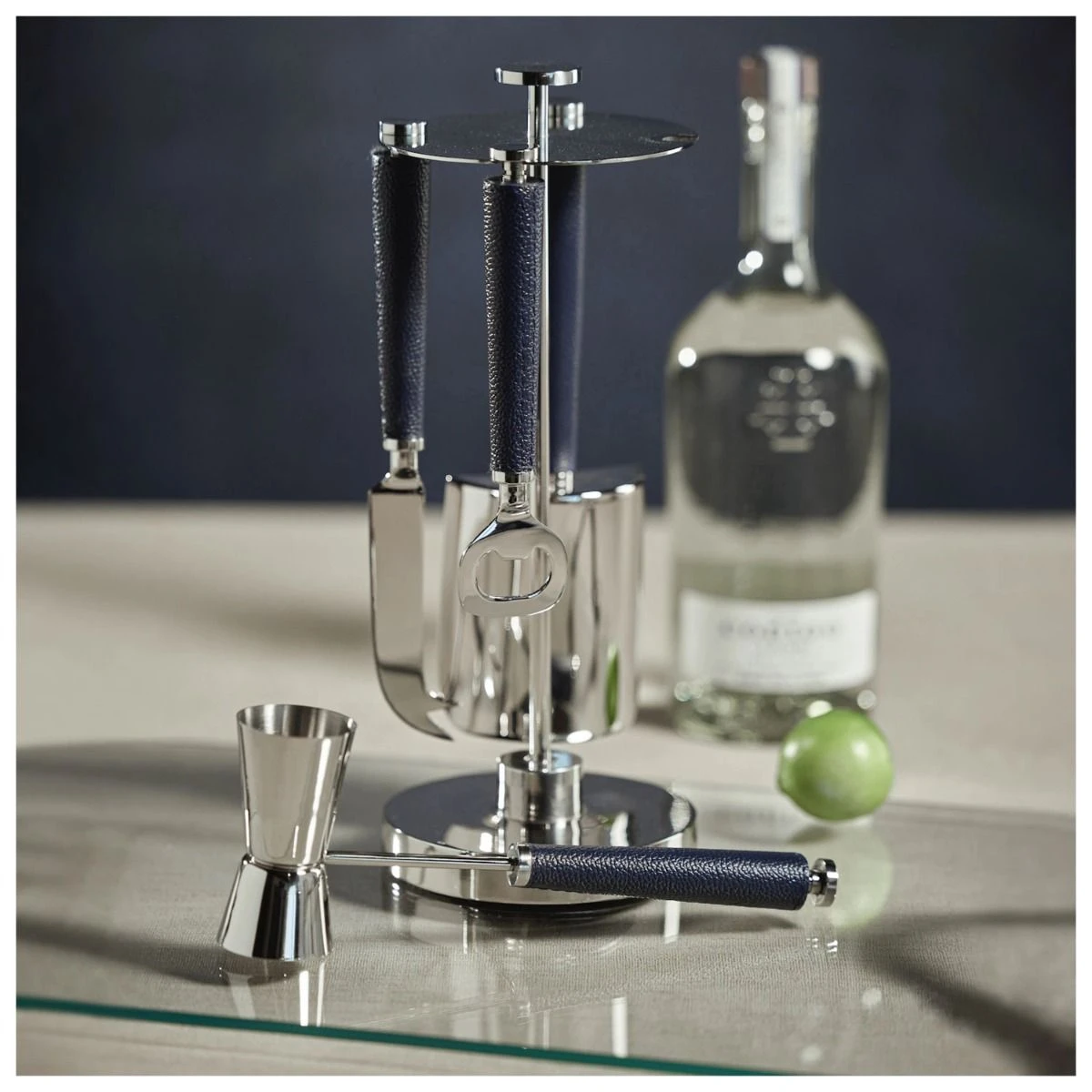 Lucena Nickel & Leather Bar Tool Set 5 Lucena Nickel & Leather Bar Tool Set - Image 3