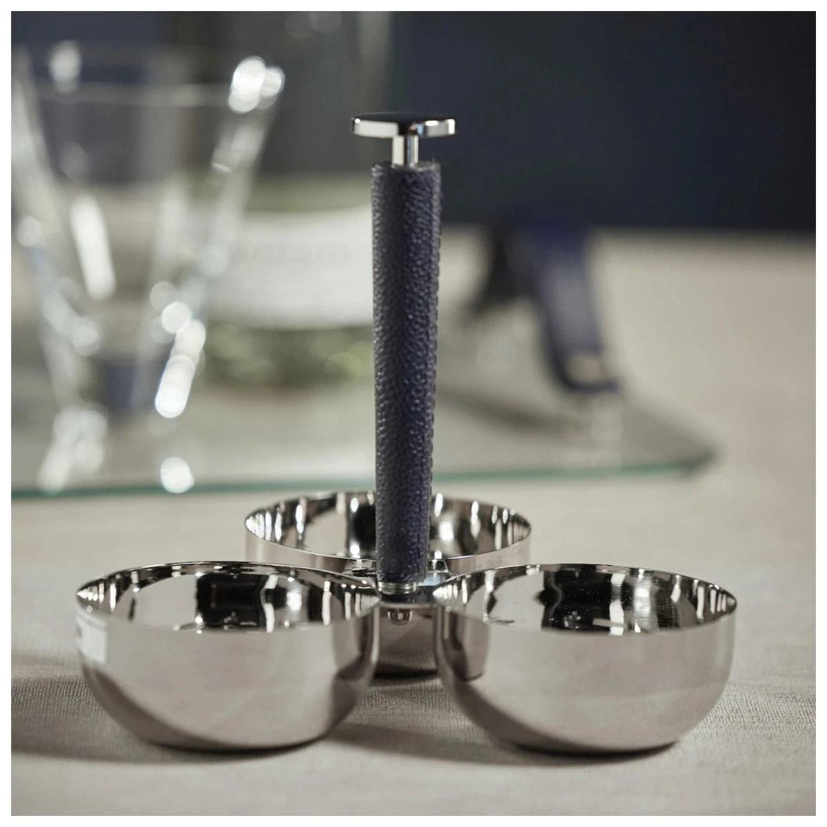 Lucena Nickel & Leather Condiment Set 4 Lucena Nickel & Leather Condiment Set - Image 2